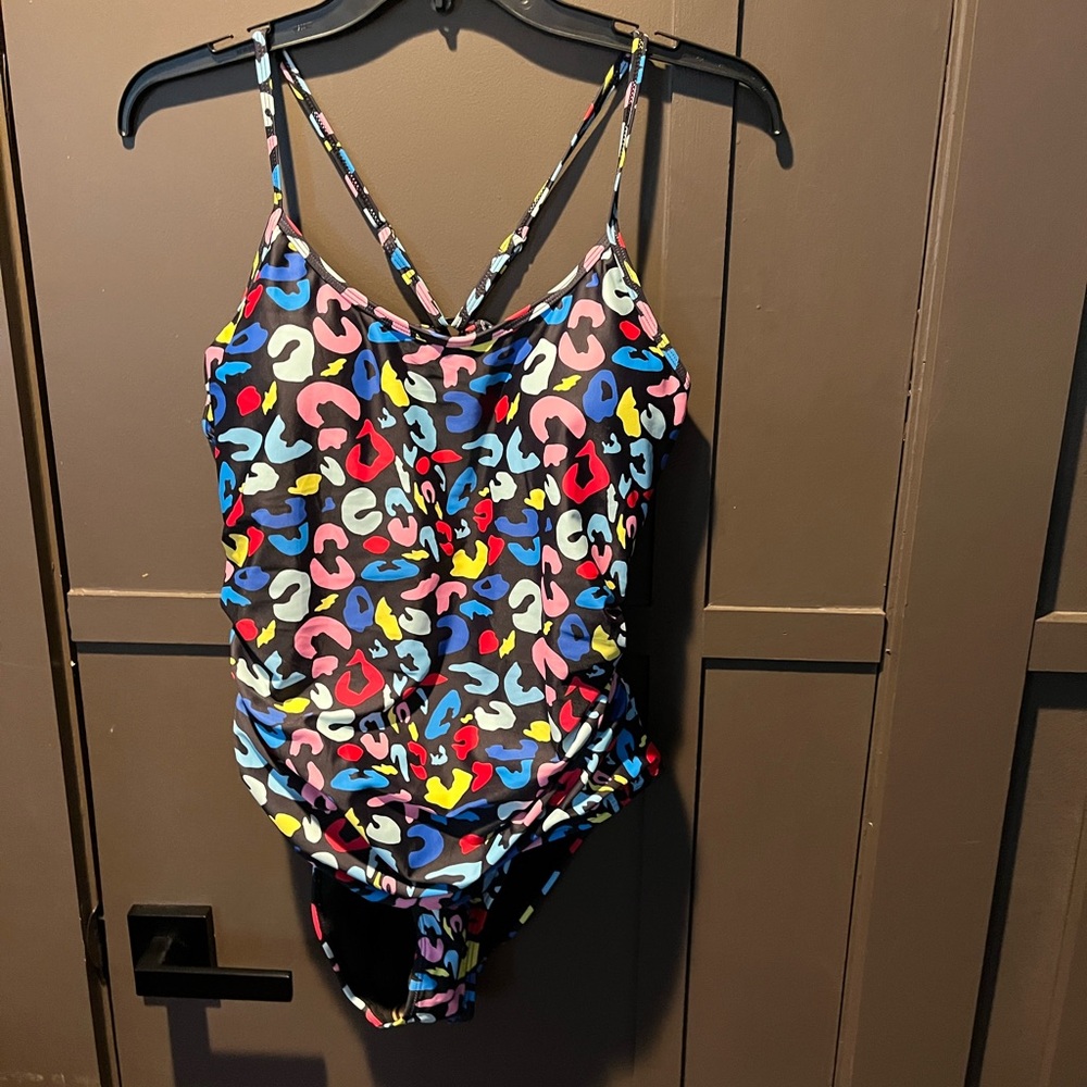 Al’Mage Women One Piece Swimsuit MultiColored Cheetah Print XL